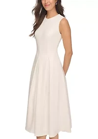 Women's Sleeveless Solid Scuba Midi Dress