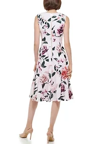 Women's Floral Printed Fit and Flare Dress