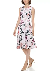 Women's Floral Printed Fit and Flare Dress