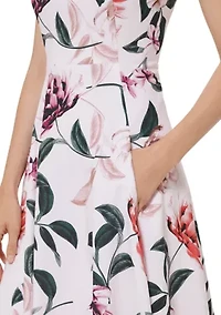Women's Floral Printed Fit and Flare Dress