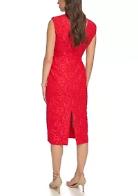 Women's Sleeveless Solid Brocade Sheath Dress