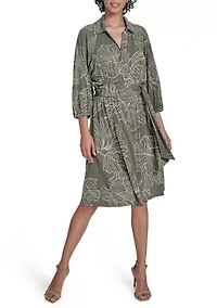 Women's Leaf Printed A-Line Dress