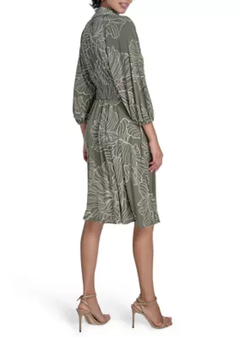 Women's Leaf Printed A-Line Dress