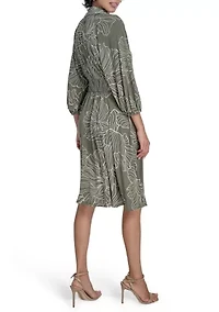 Women's Leaf Printed A-Line Dress