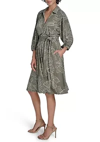 Women's Leaf Printed A-Line Dress