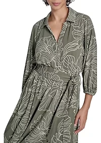 Women's Leaf Printed A-Line Dress
