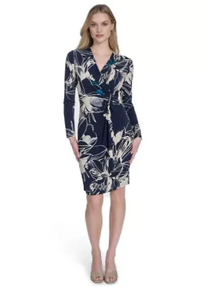 Women's Leaf Printed Sheath Dress