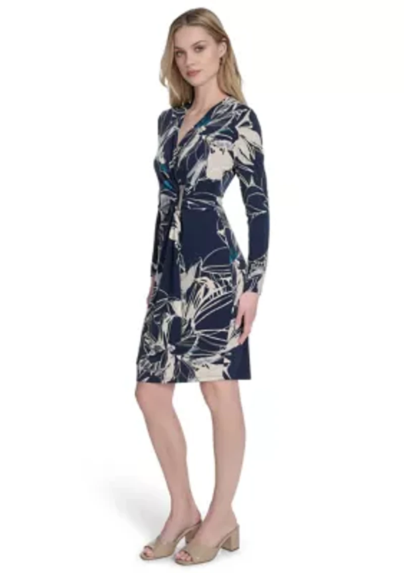 Women's Leaf Printed Sheath Dress
