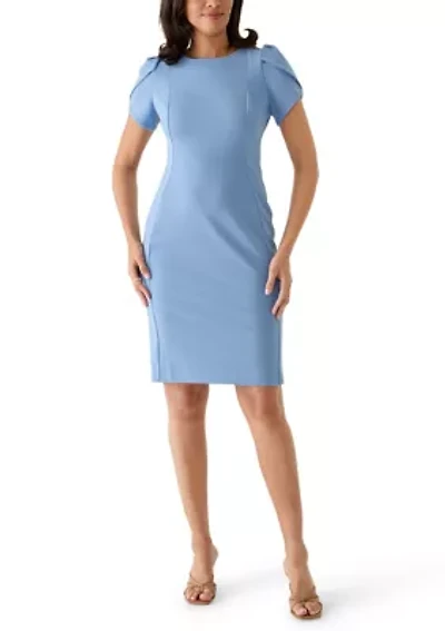 Women's Short Sleeve Scuba Midi Dress