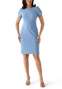 Women's Short Sleeve Scuba Midi Dress