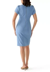 Women's Short Sleeve Scuba Midi Dress