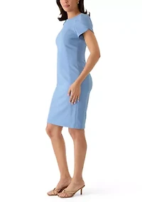 Women's Short Sleeve Scuba Midi Dress