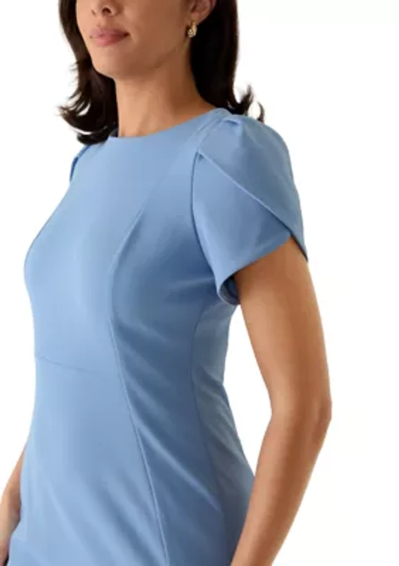 Women's Short Sleeve Scuba Midi Dress