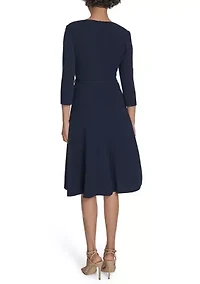 Women's Asymmetrical Neck Scuba Fit and Flare Dress
