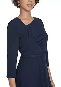 Women's Asymmetrical Neck Scuba Fit and Flare Dress