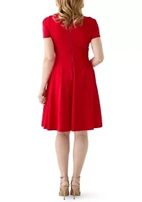 Women's Short Sleeve Crew Neck Scuba A-Line Dress