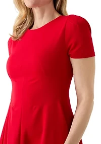 Women's Short Sleeve Crew Neck Scuba A-Line Dress