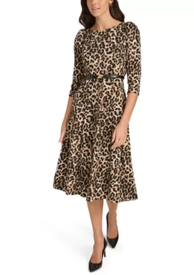 Women's Animal Printed Scuba A-Line Dress