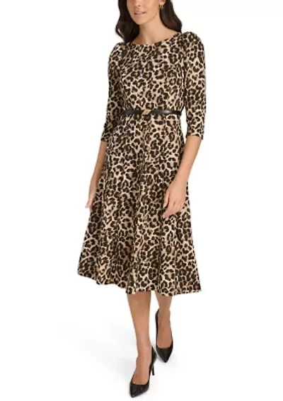 Women's Animal Printed Scuba A-Line Dress