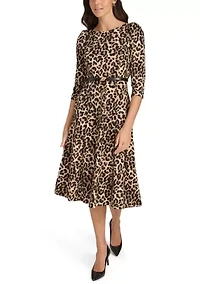 Women's Animal Printed Scuba A-Line Dress