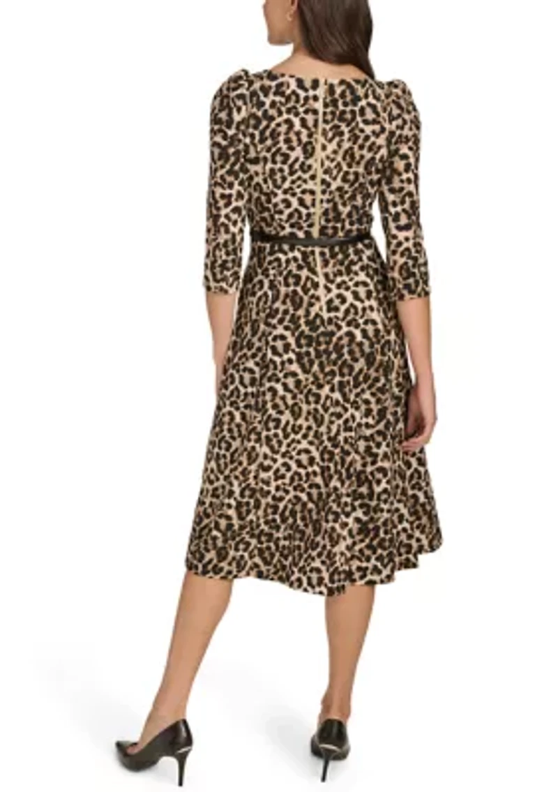 Women's Animal Printed Scuba A-Line Dress