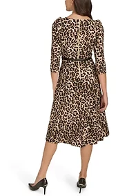 Women's Animal Printed Scuba A-Line Dress