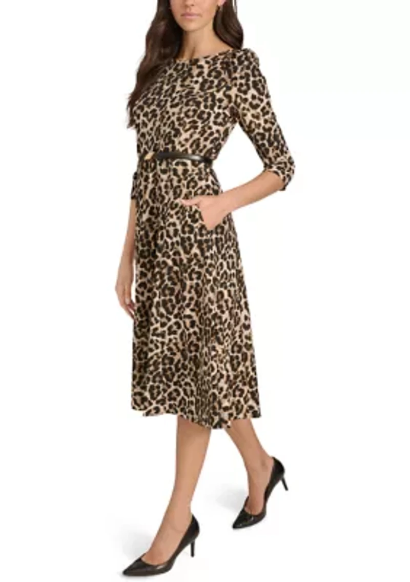 Women's Animal Printed Scuba A-Line Dress