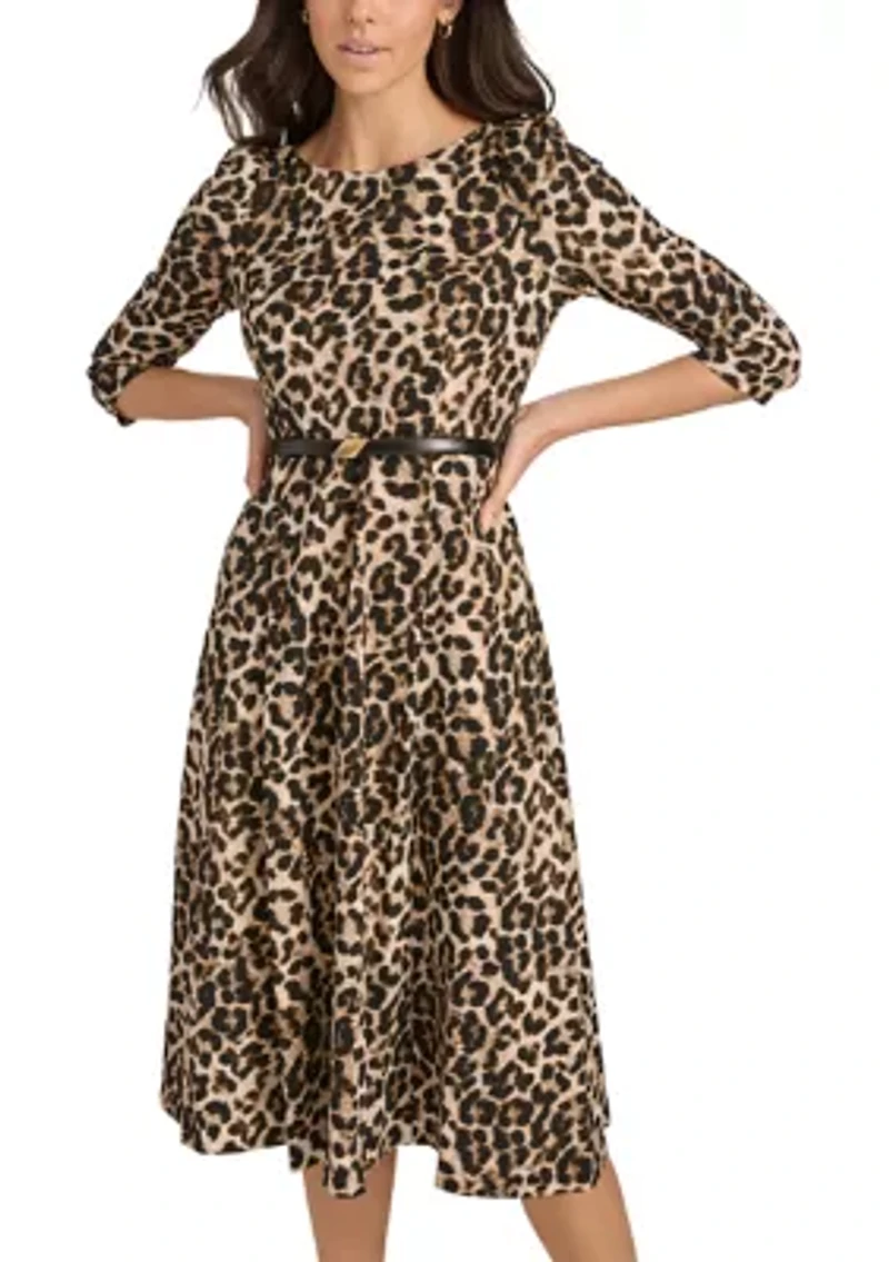 Women's Animal Printed Scuba A-Line Dress