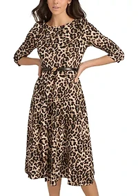 Women's Animal Printed Scuba A-Line Dress