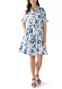 Women's Short Sleeve Floral Midi Dress