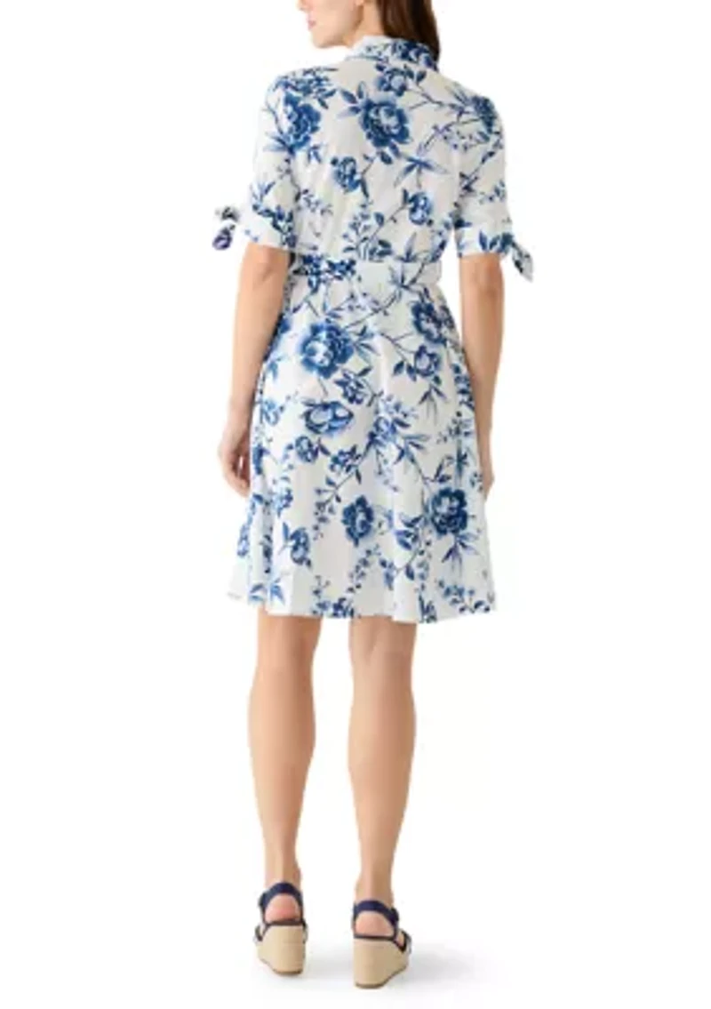 Women's Short Sleeve Floral Midi Dress