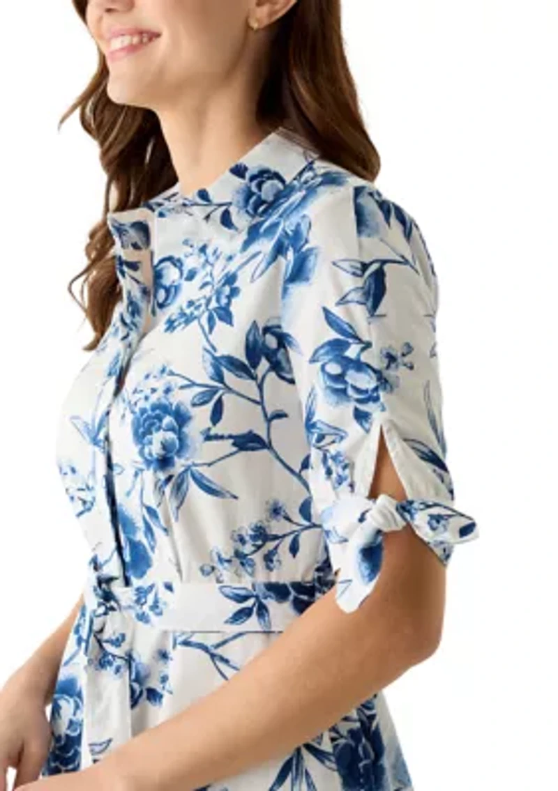 Women's Short Sleeve Floral Midi Dress