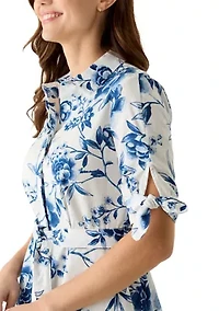 Women's Short Sleeve Floral Midi Dress