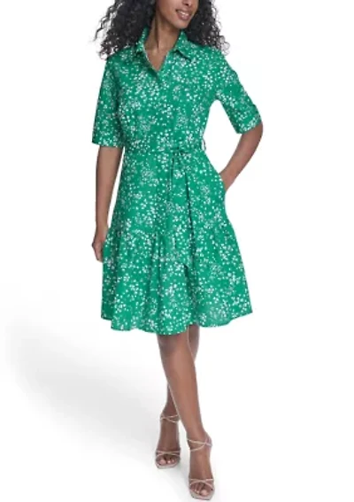 Women's Short Sleeve Floral Midi Dress