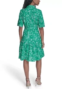 Women's Short Sleeve Floral Midi Dress