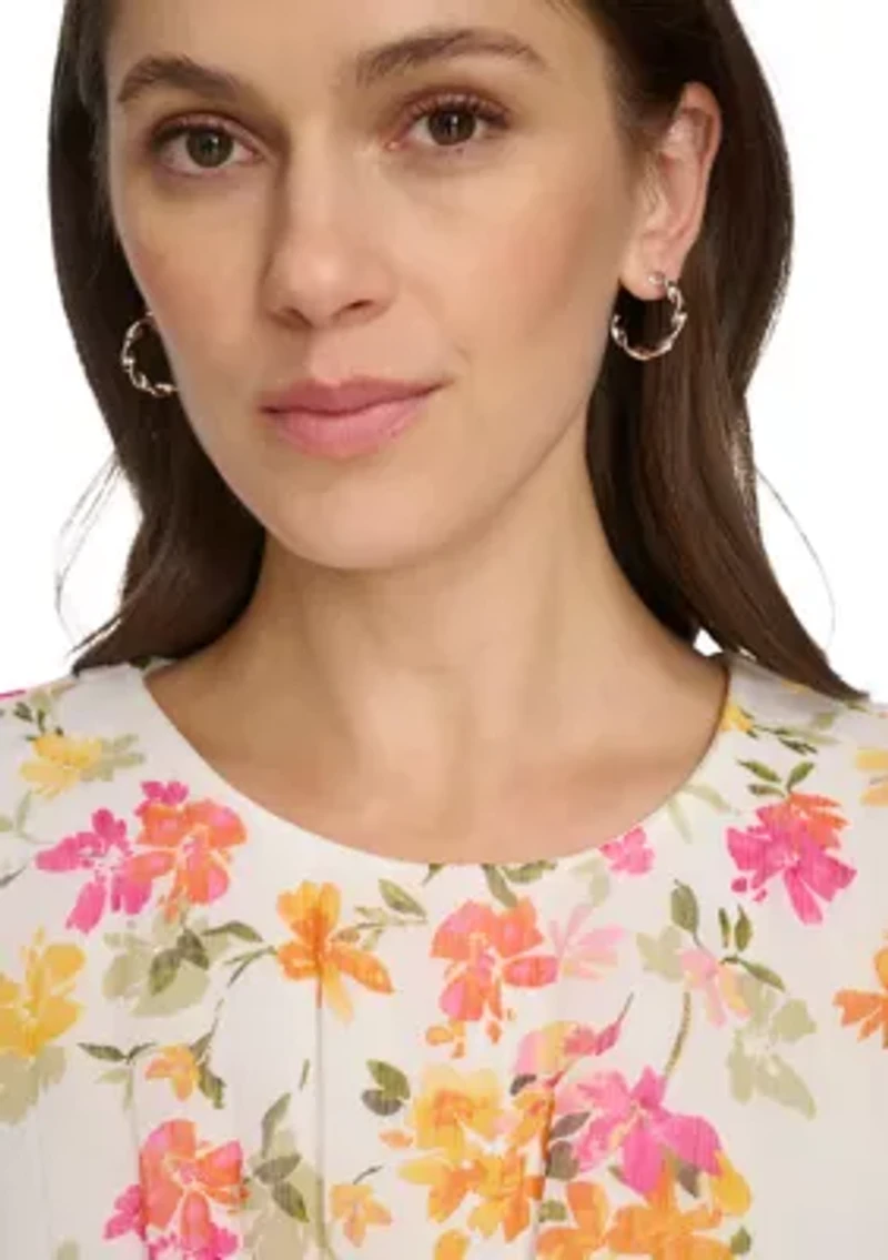 Women's Short Sleeve Crew Neck Floral Maxi Dress