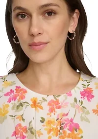 Women's Short Sleeve Crew Neck Floral Maxi Dress