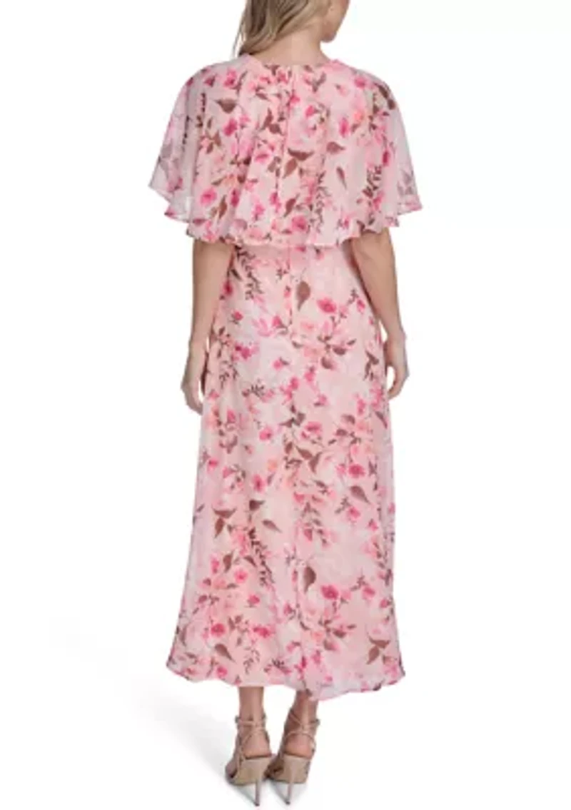 Women's Short Sleeve Floral Maxi Dress