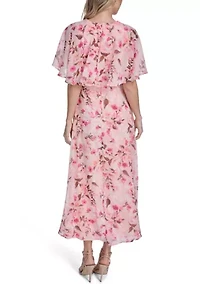 Women's Short Sleeve Floral Maxi Dress