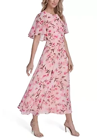 Women's Short Sleeve Floral Maxi Dress