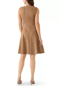 Women's Sleeveless V-Neck Solid Suede Dress