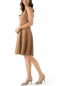 Women's Sleeveless V-Neck Solid Suede Dress