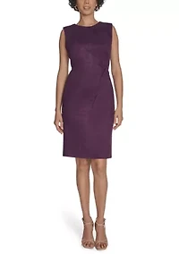 Women's Sleeveless Solid Suede Sheath Dress