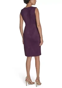 Women's Sleeveless Solid Suede Sheath Dress