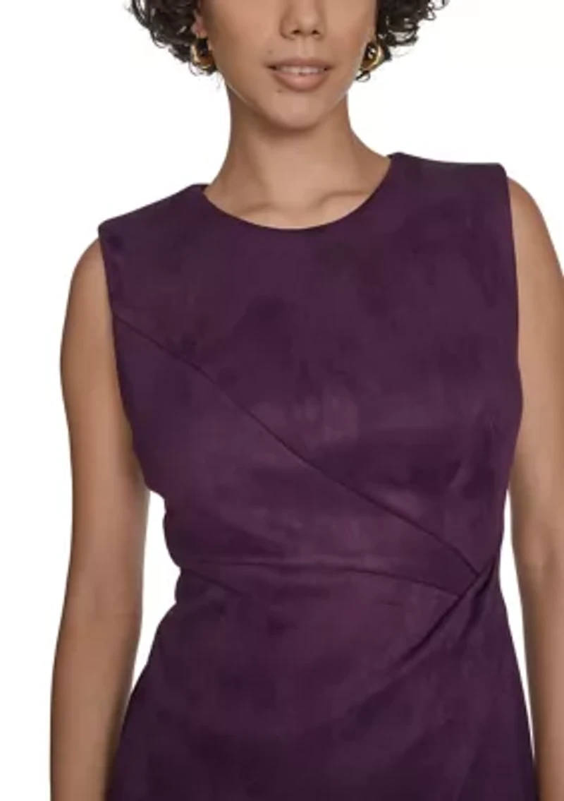 Women's Sleeveless Solid Suede Sheath Dress