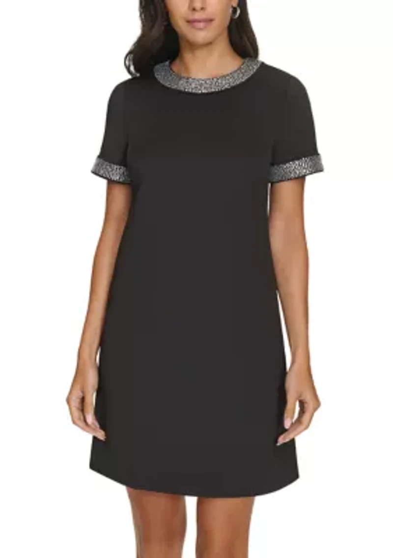 Women's Solid Scuba A-Line Dress