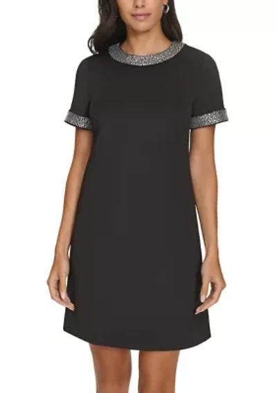 Women's Solid Scuba A-Line Dress