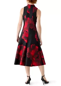 Women's Sleeveless Halter Neck Floral Print A-Line Dress