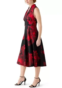 Women's Sleeveless Halter Neck Floral Print A-Line Dress