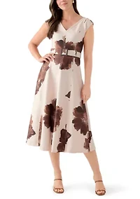 Women's Floral Scuba A-Line Dress